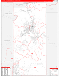 Santa Fe Metro Area Wall Map Red Line Style 2026